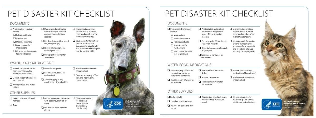 CDC Pet Disaster Checklist
